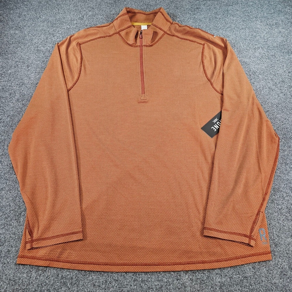 Rhone Mens XXL Glacier Burnt Orange Textured 1/4 Zip Pullover Performance New